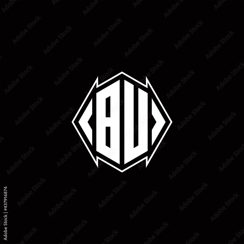 BU Logo monogram with shield shape designs template BU Logo monogram with shield shape designs template
