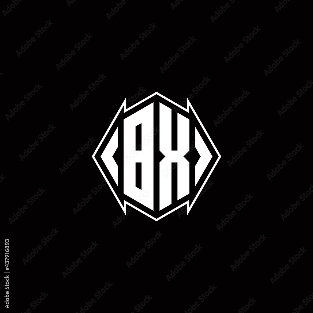 BX Logo monogram with shield shape designs template BX Logo monogram with shield shape designs template
