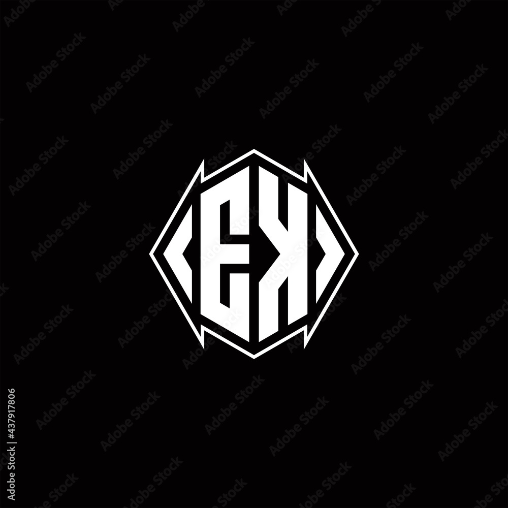 EK Logo monogram with shield shape designs template EK Logo monogram with shield shape designs template
