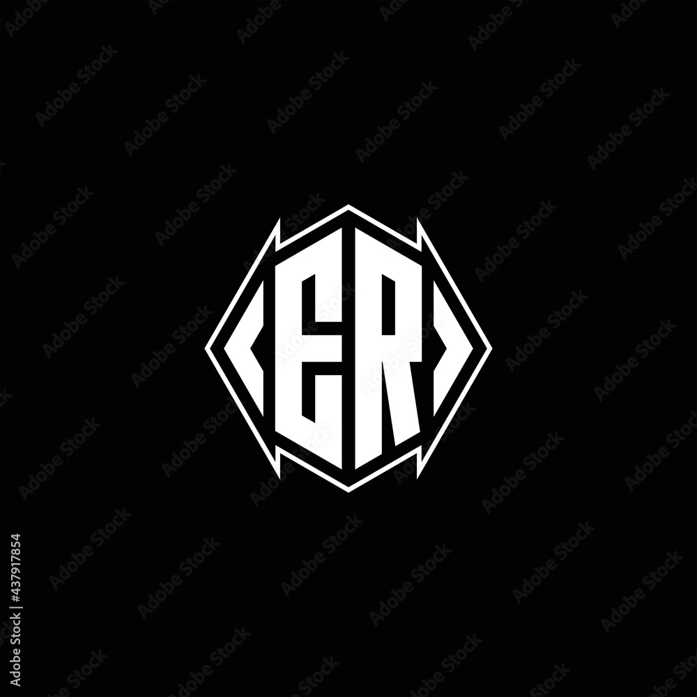 ER Logo monogram with shield shape designs template ER Logo monogram with shield shape designs template