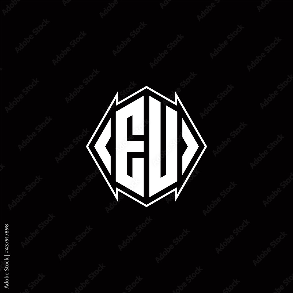 EU Logo monogram with shield shape designs template EU Logo monogram with shield shape designs template