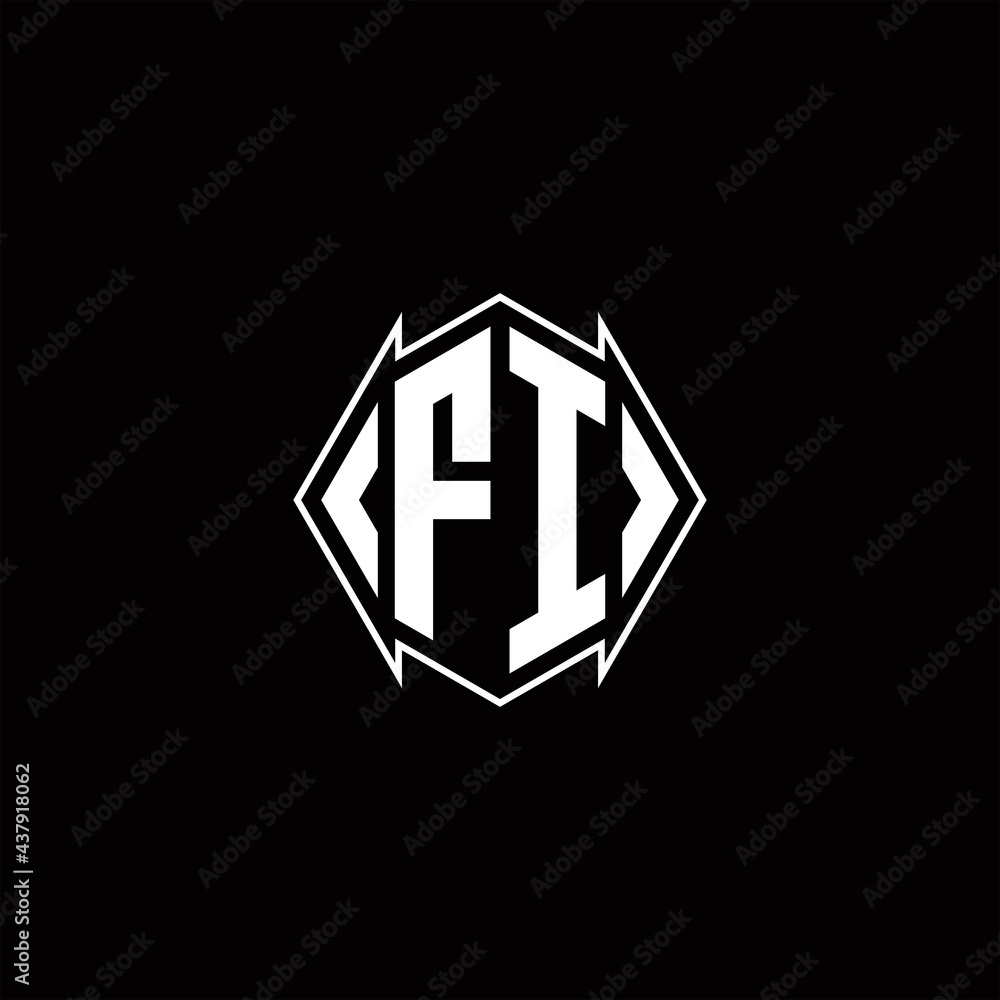 FI Logo monogram with shield shape designs template FI Logo monogram with shield shape designs template