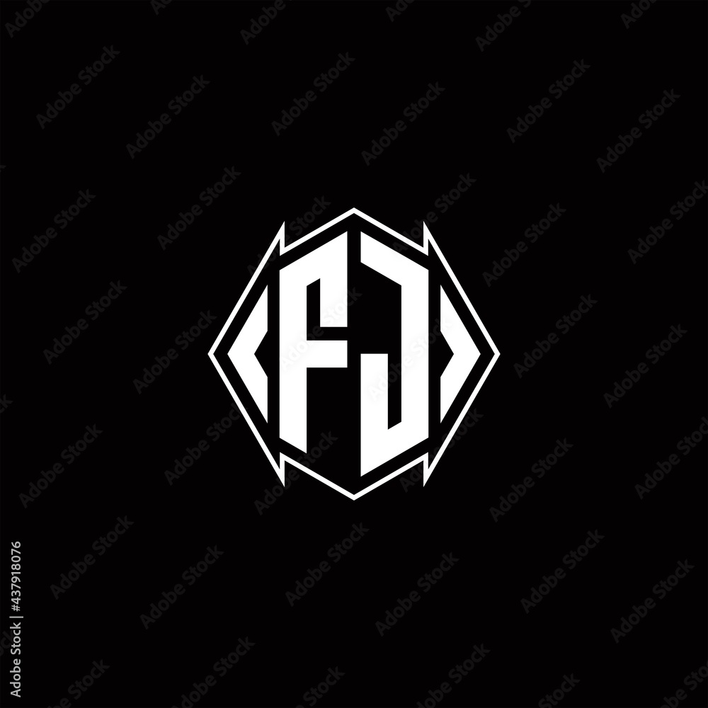 FJ Logo monogram with shield shape designs template FJ Logo monogram with shield shape designs template