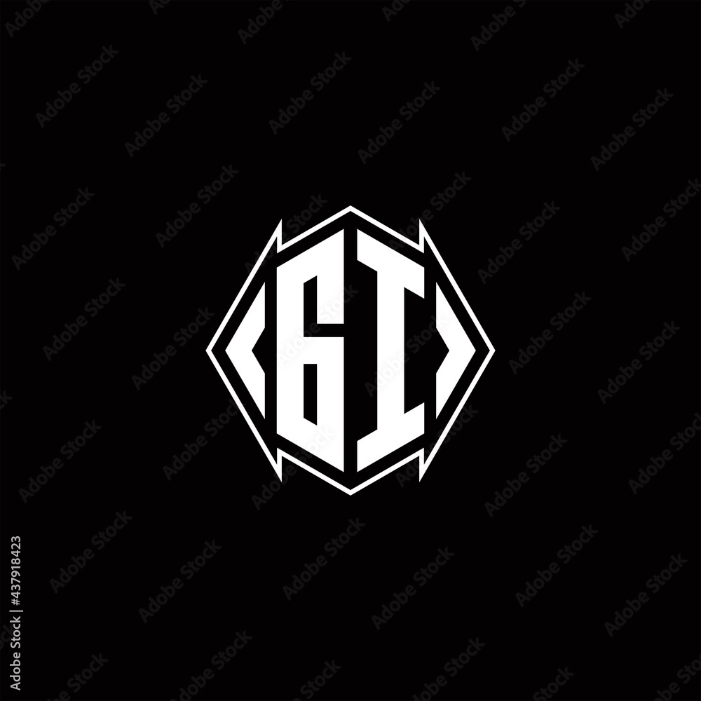 GI Logo monogram with shield shape designs template GI Logo monogram with shield shape designs template