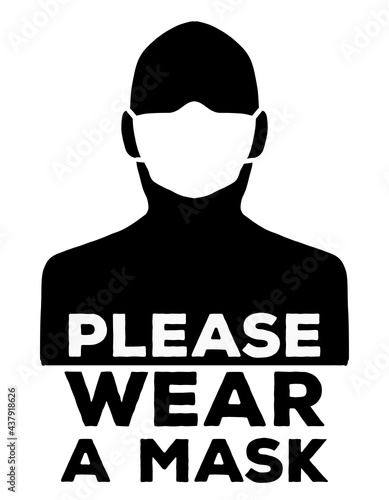 Face mask vector sign. Covid pandemic concept.