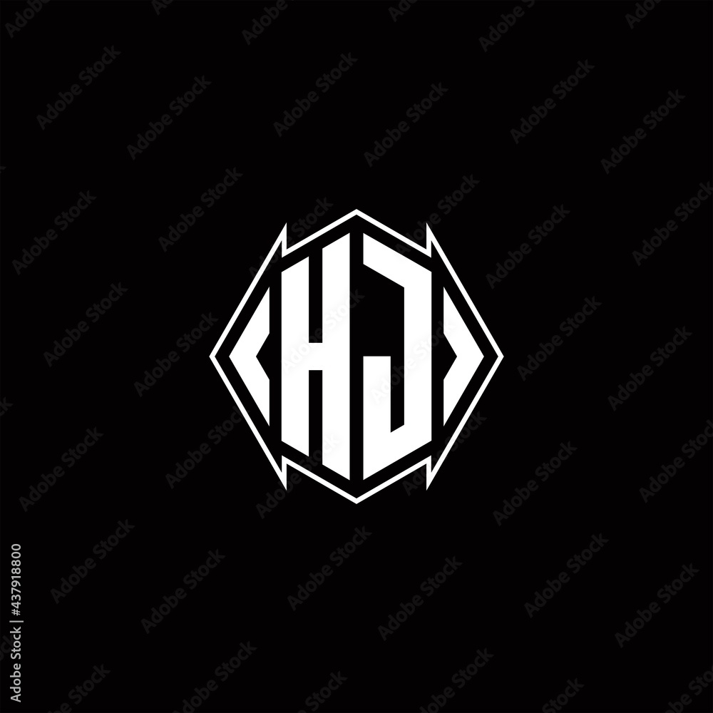 HJ Logo monogram with shield shape designs template HJ Logo monogram with shield shape designs template