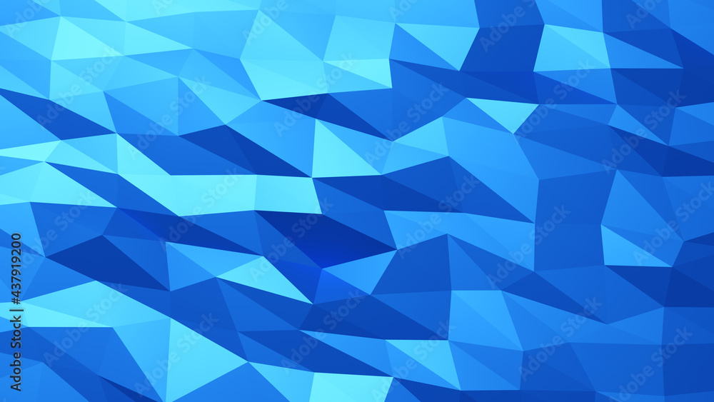 Obraz premium Low poly blue abstract background crumpled triangles surface, texture wall decoration, 3D Render illustration