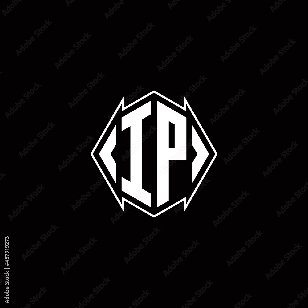 IP Logo monogram with shield shape designs template IP Logo monogram with shield shape designs template