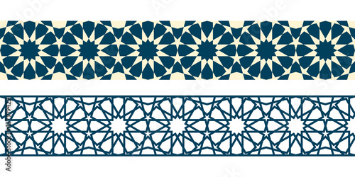 Geometric Islamic horizontal Seamless Patterns