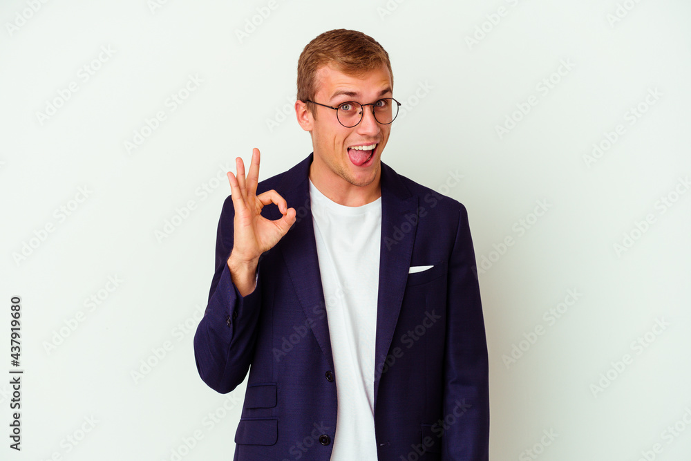 Young business caucasian man isolated on white background Young business caucasian man isolated on white background