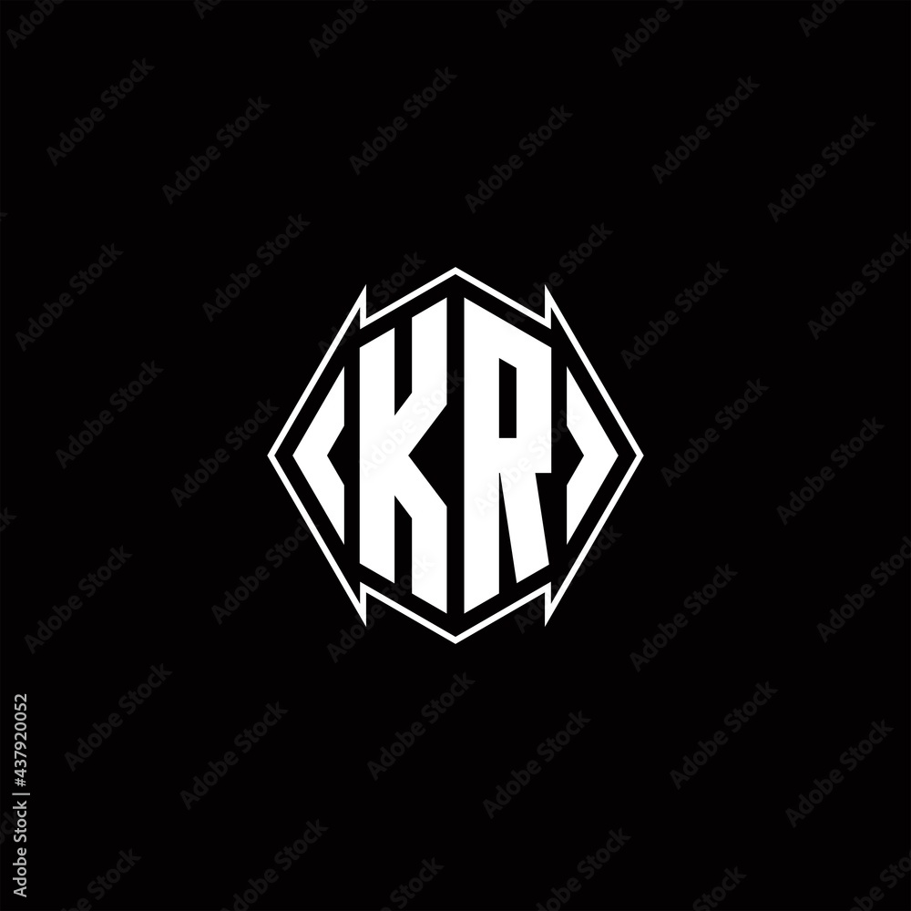 KR Logo monogram with shield shape designs template KR Logo monogram with shield shape designs template