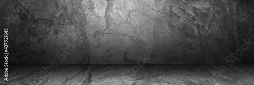 Black Cement concrete wall texture abstract. Interior material construction blank for old backdrop building. Retro wallpaper grunge background. 
