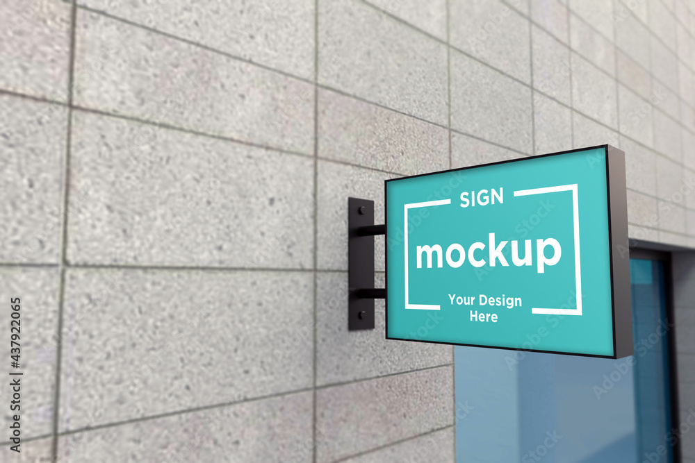 Fototapeta premium Wall Mount Sign Mockup