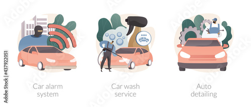 Automobile care service abstract concept vector illustrations.