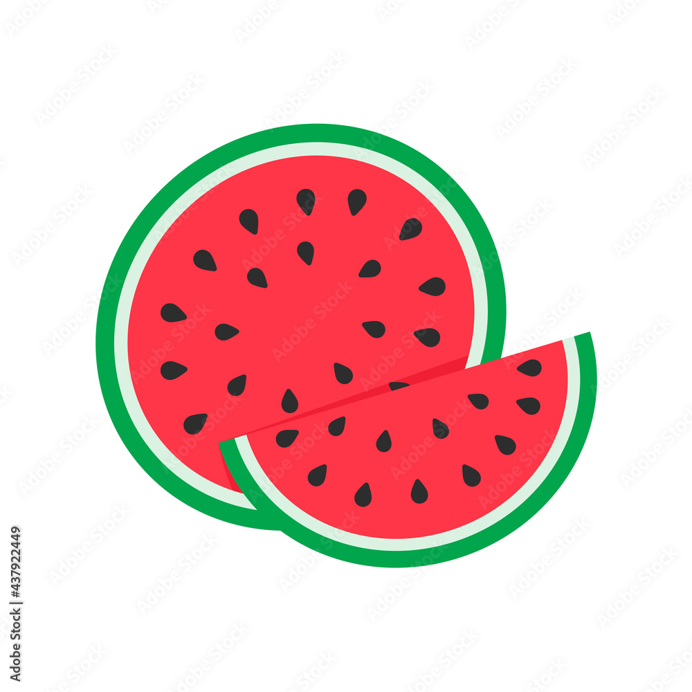 Watermelon vector. red fruit cut into pieces with seeds inside Refreshing food in the summer Watermelon vector. red fruit cut into pieces with seeds inside Refreshing food in the summer