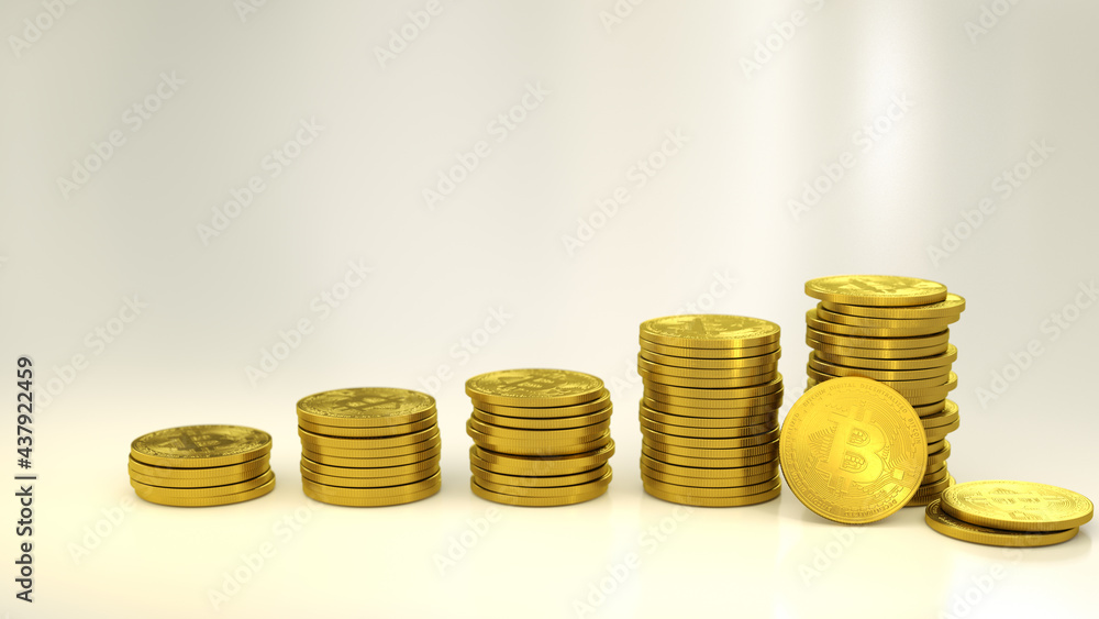 Bitcoin growth concept. Stacks of golden coins and income graph with bitcoin.Bitcoin revenue. Gold BTC is climbing to the next peak. Cryptocurrency has new high record all time high. 3d illustration. Bitcoin growth concept. Stacks of golden coins and income graph with bitcoin.Bitcoin revenue. Gold BTC is climbing to the next peak. Cryptocurrency has new high record all time high. 3d illustration.