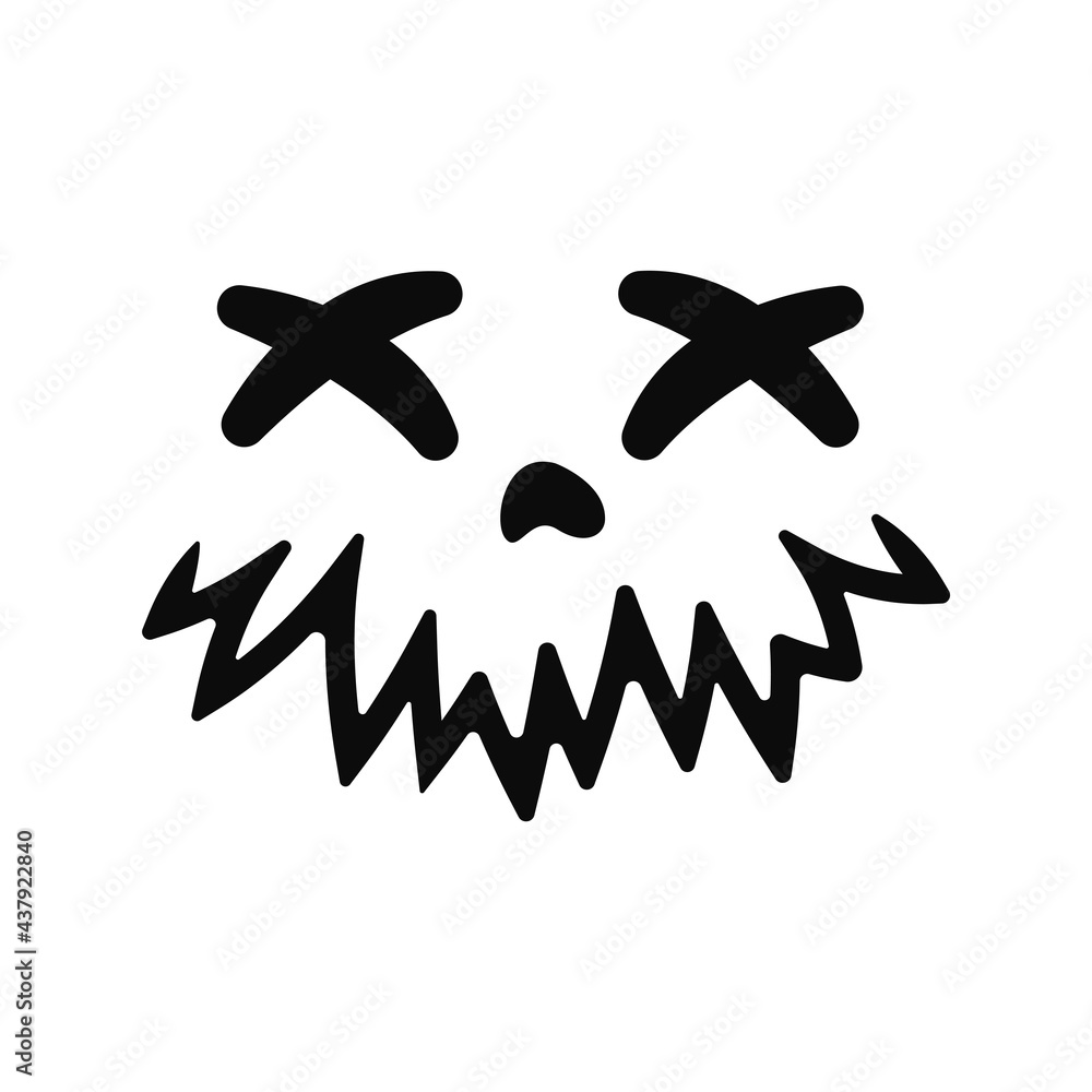 Scary Ghost Horror Face Silhouette Vector For Carving On Halloween Pumpkin Scary Ghost Horror Face Silhouette Vector For Carving On Halloween Pumpkin