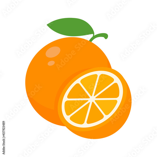 Sweet orange fruit. High vitamin C oranges are sliced ​​for refreshing orange juice in the summer.