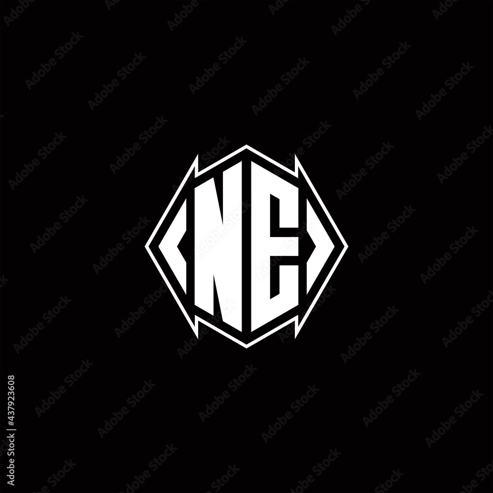 NE Logo monogram with shield shape designs template NE Logo monogram with shield shape designs template