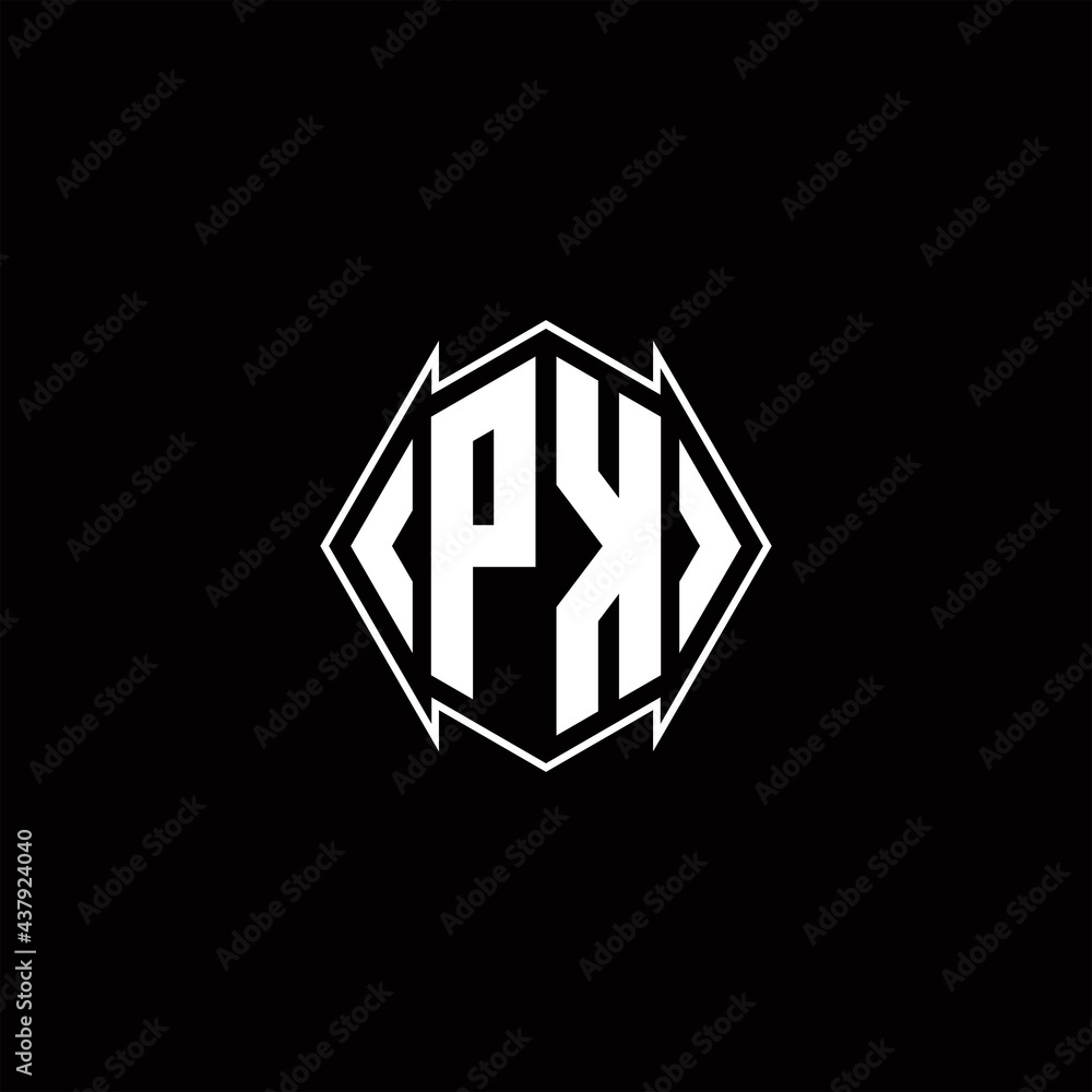 PK Logo monogram with shield shape designs template PK Logo monogram with shield shape designs template
