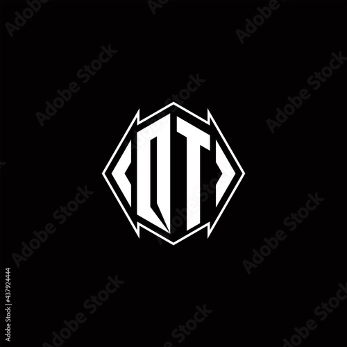 QT Logo monogram with shield shape designs template