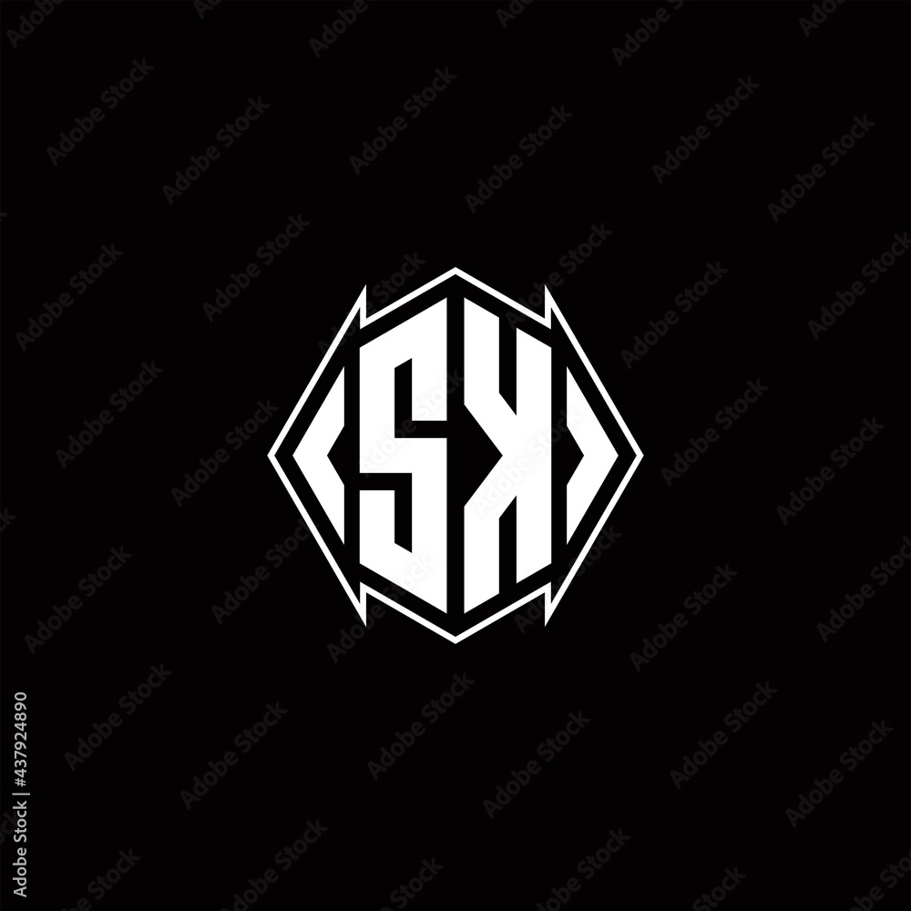 SK Logo monogram with shield shape designs template SK Logo monogram with shield shape designs template