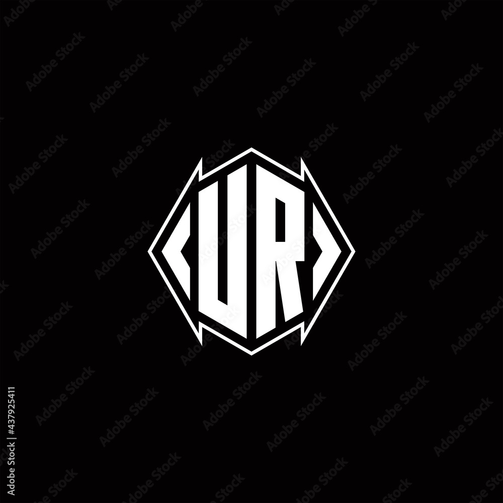 UR Logo monogram with shield shape designs template UR Logo monogram with shield shape designs template
