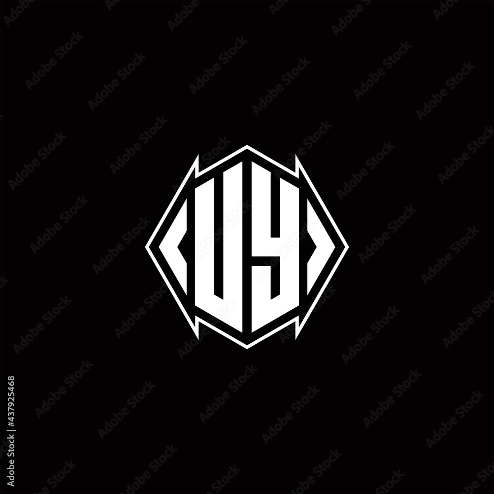 UY Logo monogram with shield shape designs template UY Logo monogram with shield shape designs template
