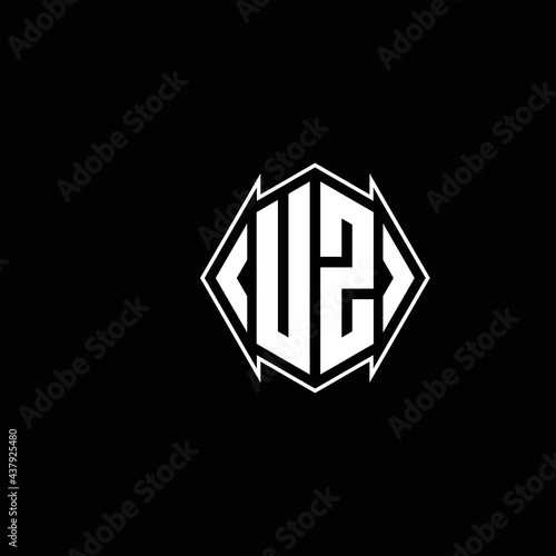 UZ Logo monogram with shield shape designs template