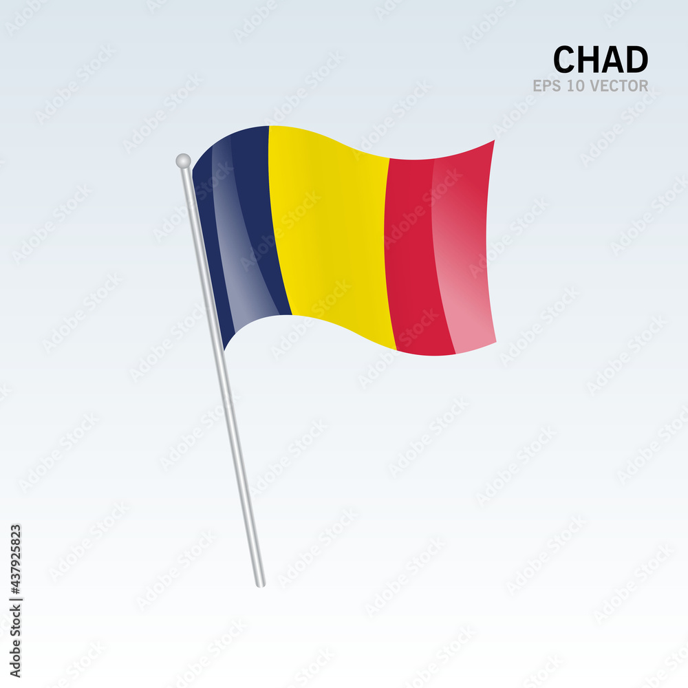 Chad waving flag isolated on gray background Chad waving flag isolated on gray background