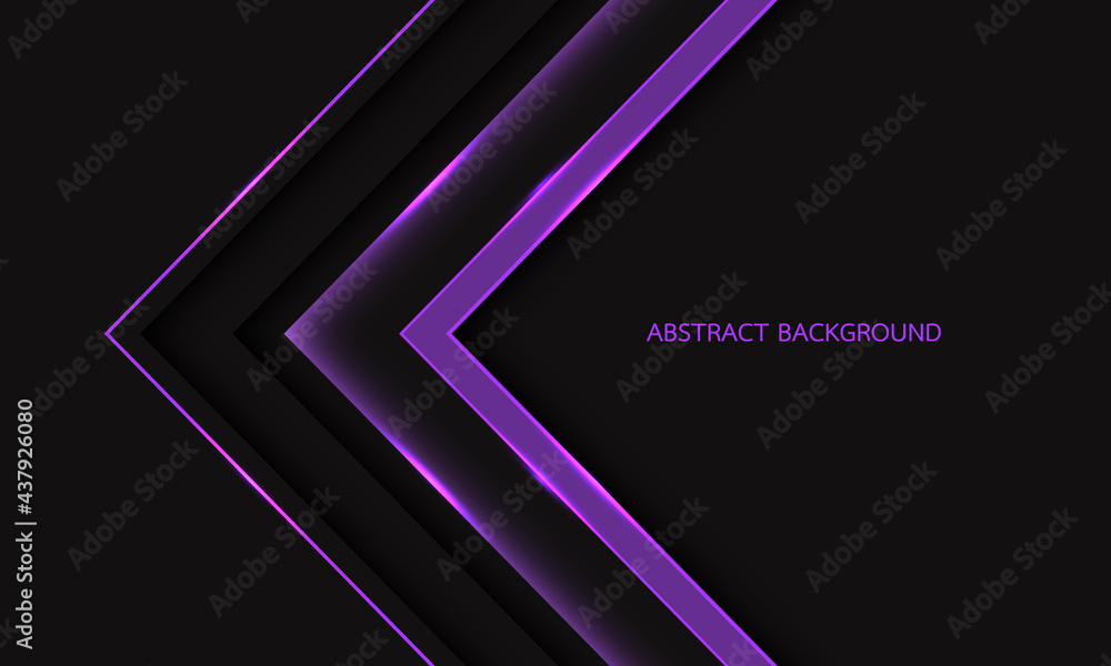 Abstract purple line light arrow direction geometric on dark grey with blank space design modern luxury futuristic technology background vector illustration. Abstract purple line light arrow direction geometric on dark grey with blank space design modern luxury futuristic technology background vector illustration.