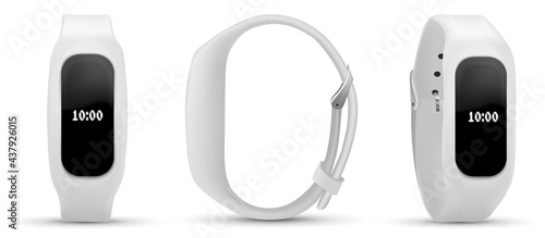 Smart watch Sports accessories, a wristband with running activity steps counter and heartbeat pulse meter. Collection of smart band.