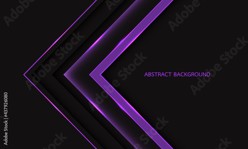 Abstract purple line light arrow direction geometric on dark grey with blank space design modern luxury futuristic technology background vector illustration.