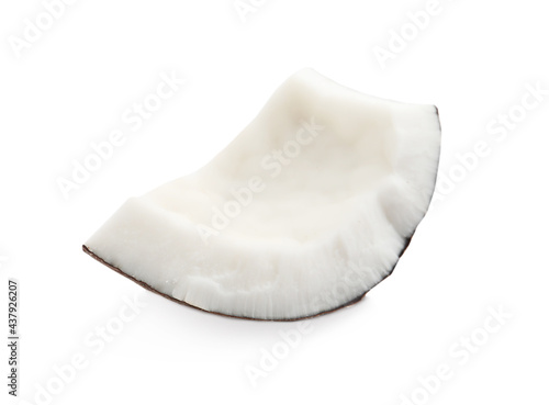 Piece of ripe coconut isolated on white
