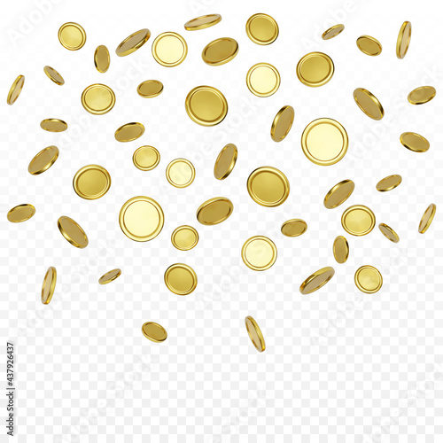 Falling coins background. Vector illustration isolated