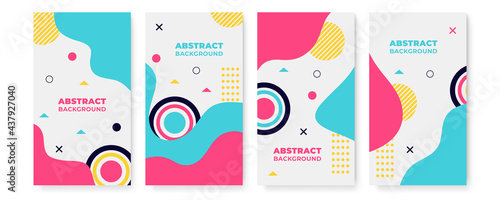 Modern abstract covers set, minimal covers design. Colorful geometric background, vector illustration. Colourful red black magenta orange yellow gradient geometric shape background