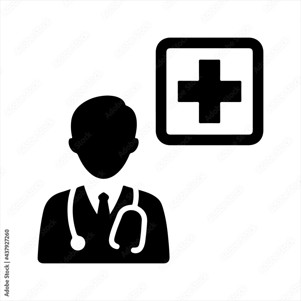 Doctor advice icon, black. Vector and glyph