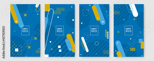 Set of abstract creative Memphis geometric universal artistic templates background. Good for poster, card, invitation, flyer, cover, banner, placard, brochure and other graphic design