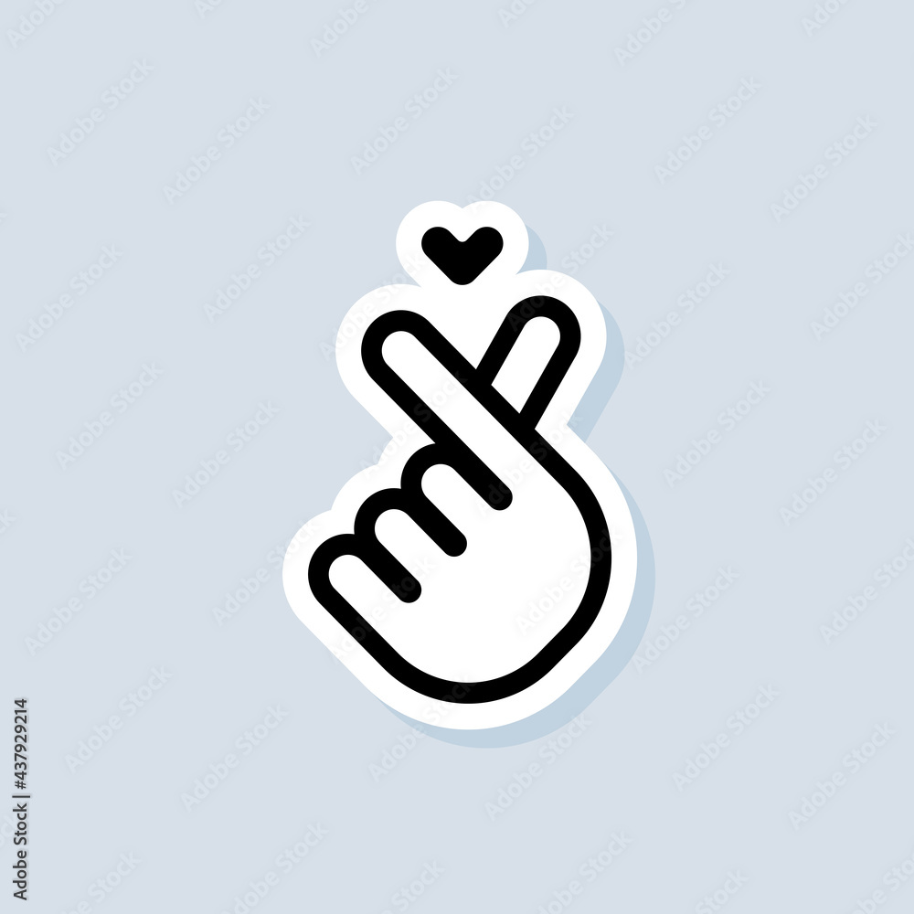 Giving love sticker. Hand holding heart. Korean Finger logo. Vector on isolated background. EPS 10 Giving love sticker. Hand holding heart. Korean Finger logo. Vector on isolated background. EPS 10