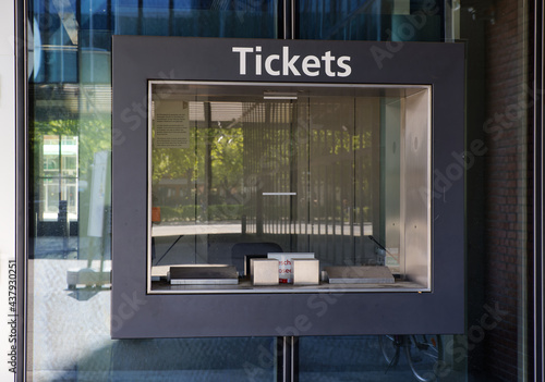 closed ticket office in the corona crisis, on the day without people