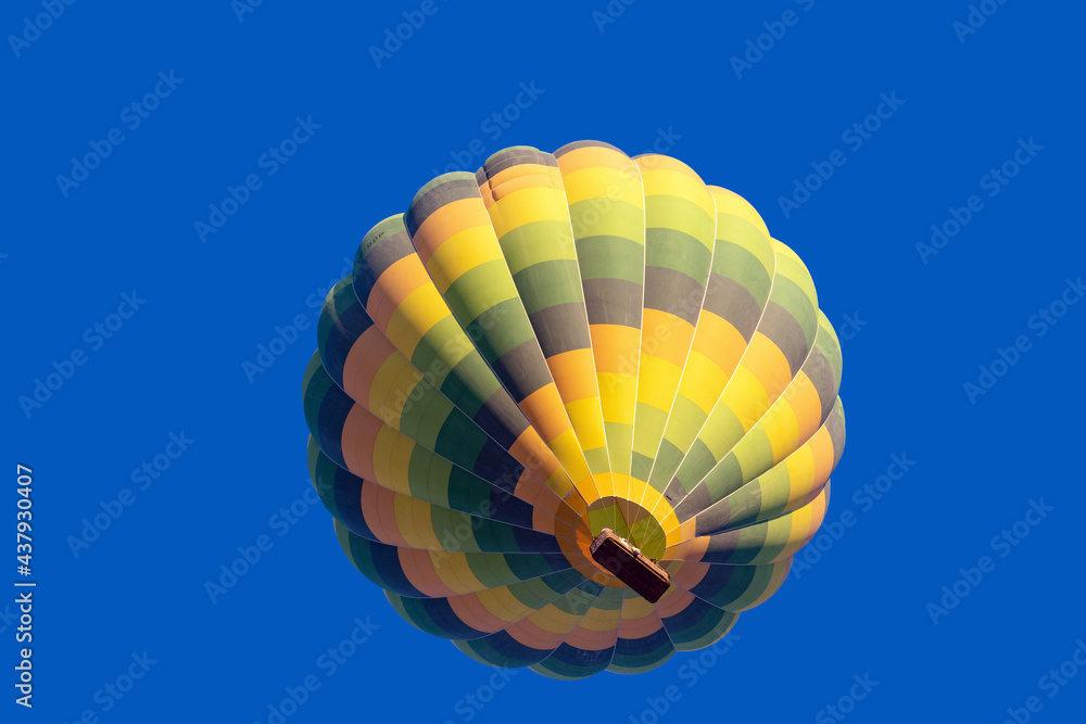 Fototapeta premium balloon, air, hot, sky, hot air balloon, Cappadocia, basket, flying, colorful, flight, blue, fly, ballooning, travel, balloons, adventure, sport, transportation, float, aircraft, red, airship, color, 