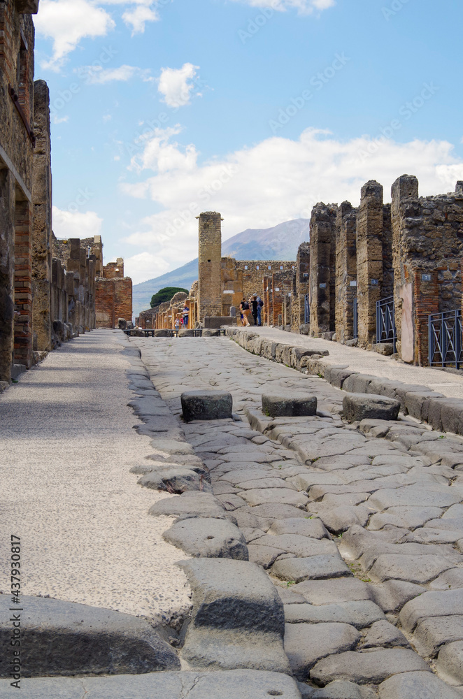 Famous landmark of ancient and historic city temple ruins with columns