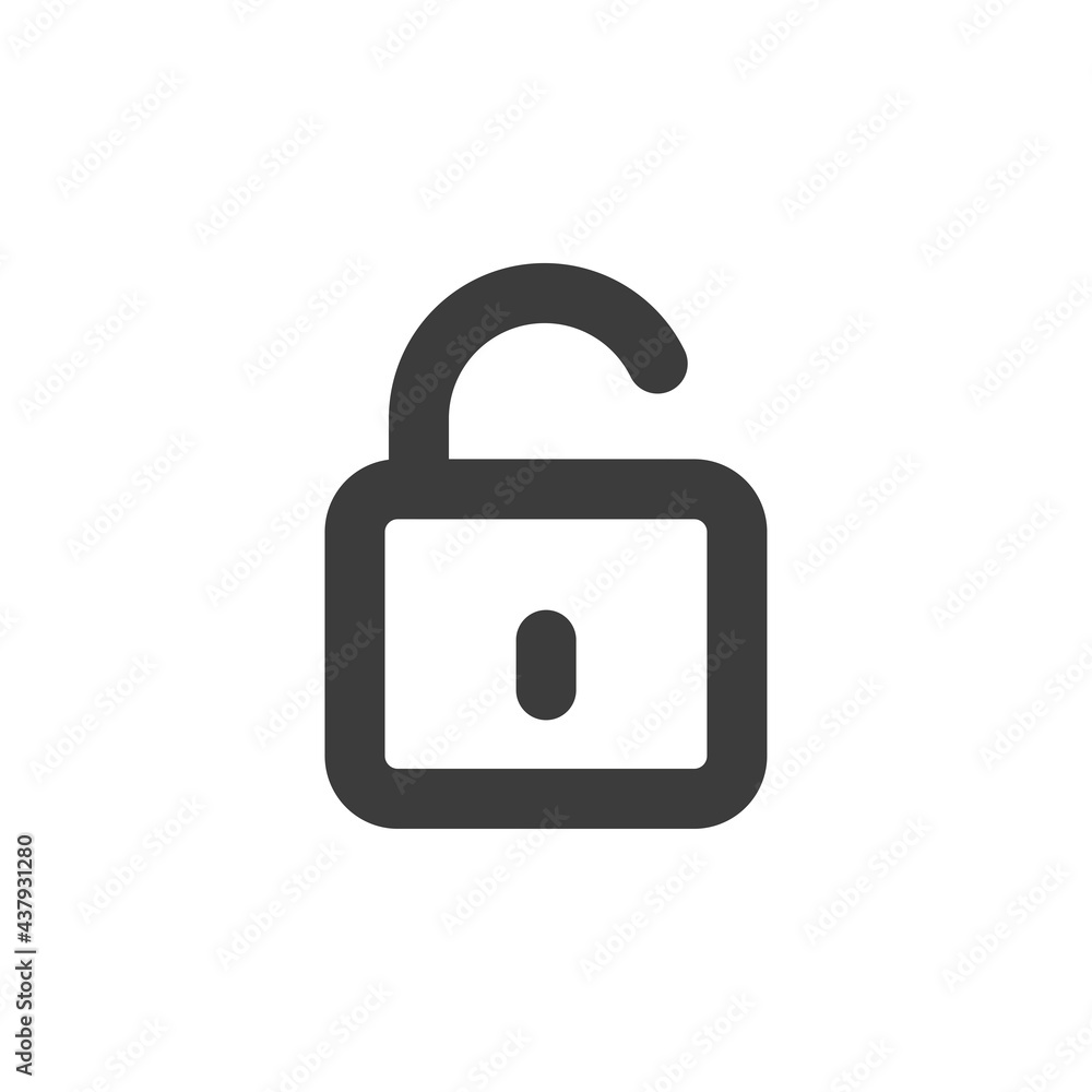 Open lock vector icon. Black padlock icon with white background Open lock vector icon. Black padlock icon with white background
