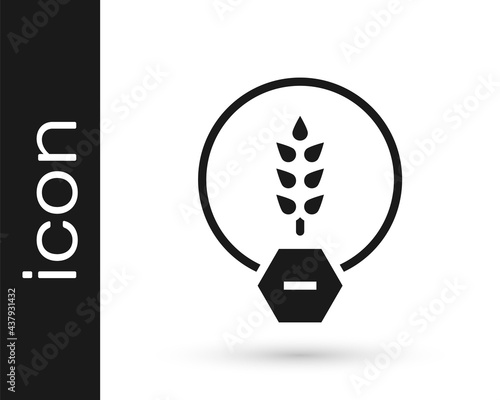 Black Gluten free grain icon isolated on white background. No wheat sign. Food intolerance symbols. Vector