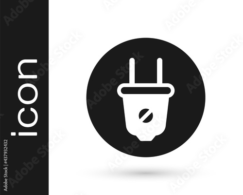 Black Electric plug icon isolated on white background. Concept of connection and disconnection of the electricity. Vector