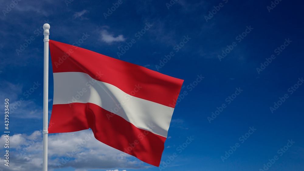 Naklejka premium Austrian flag, waving in the wind - 3d rendering - CGI