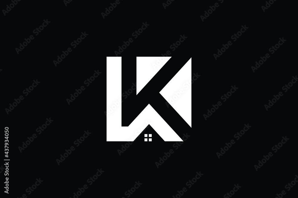 Logo design of K in vector for construction, home, real estate, building, property. creative elegant Monogram. Premium Business home logo icon. White color on black background. Logo design of K in vector for construction, home, real estate, building, property. creative elegant Monogram. Premium Business home logo icon. White color on black background.