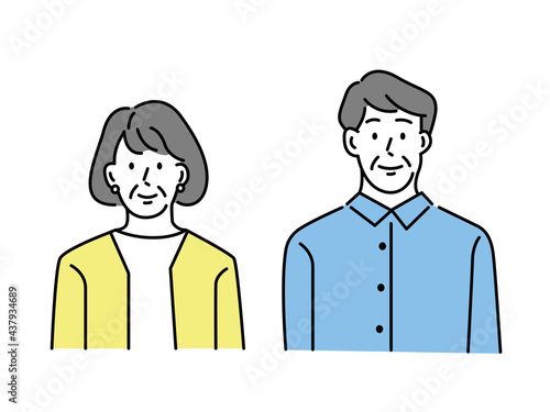 シニア世代の夫婦のイラスト(お爺ちゃん、お婆ちゃん、年金、老後、暮らし、趣味、保険、健康、医療費、介護) Illustrations of senior generation couples (grandpa, grandma, pension, old age, living, hobbies, insurance, health, medical expenses, nursing care)