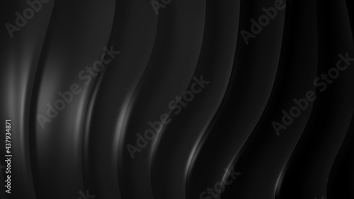 Black gray gradient geometric abstract background. Elegant curved lines and shape with color graphic design. 3d Rendering...