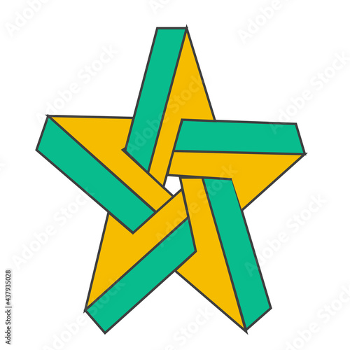 An Impossible 3D Star optic illusion in yellow and blue colors